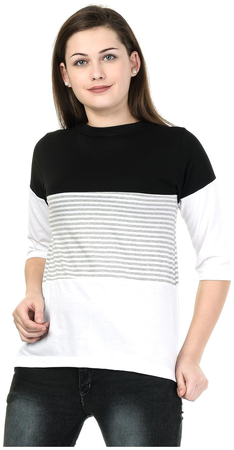 

Kalt Women Black Regular fit Round neck Cotton Blended T shirt