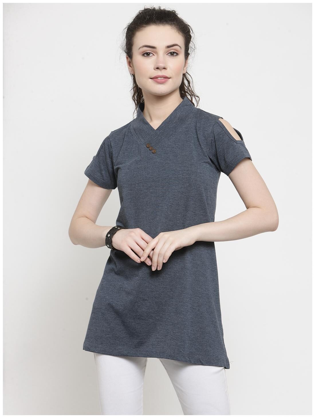 

Kalt Women Solid Regular tunic - Blue