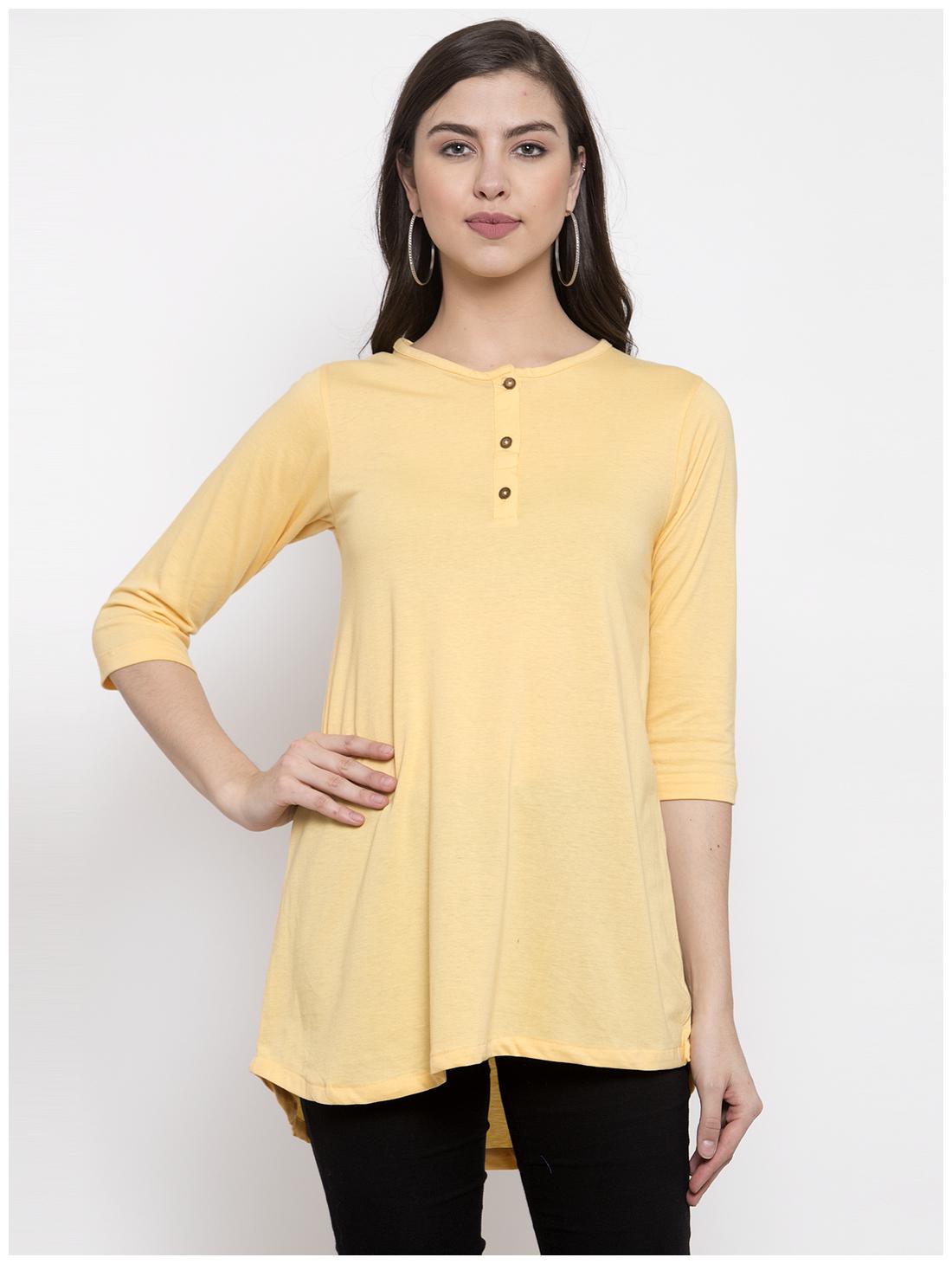 

Kalt Women Solid Regular tunic - Yellow