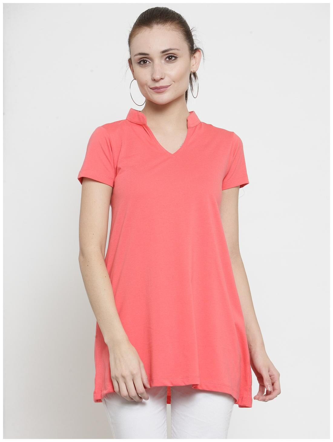 

Kalt Women Solid Regular tunic - Peach