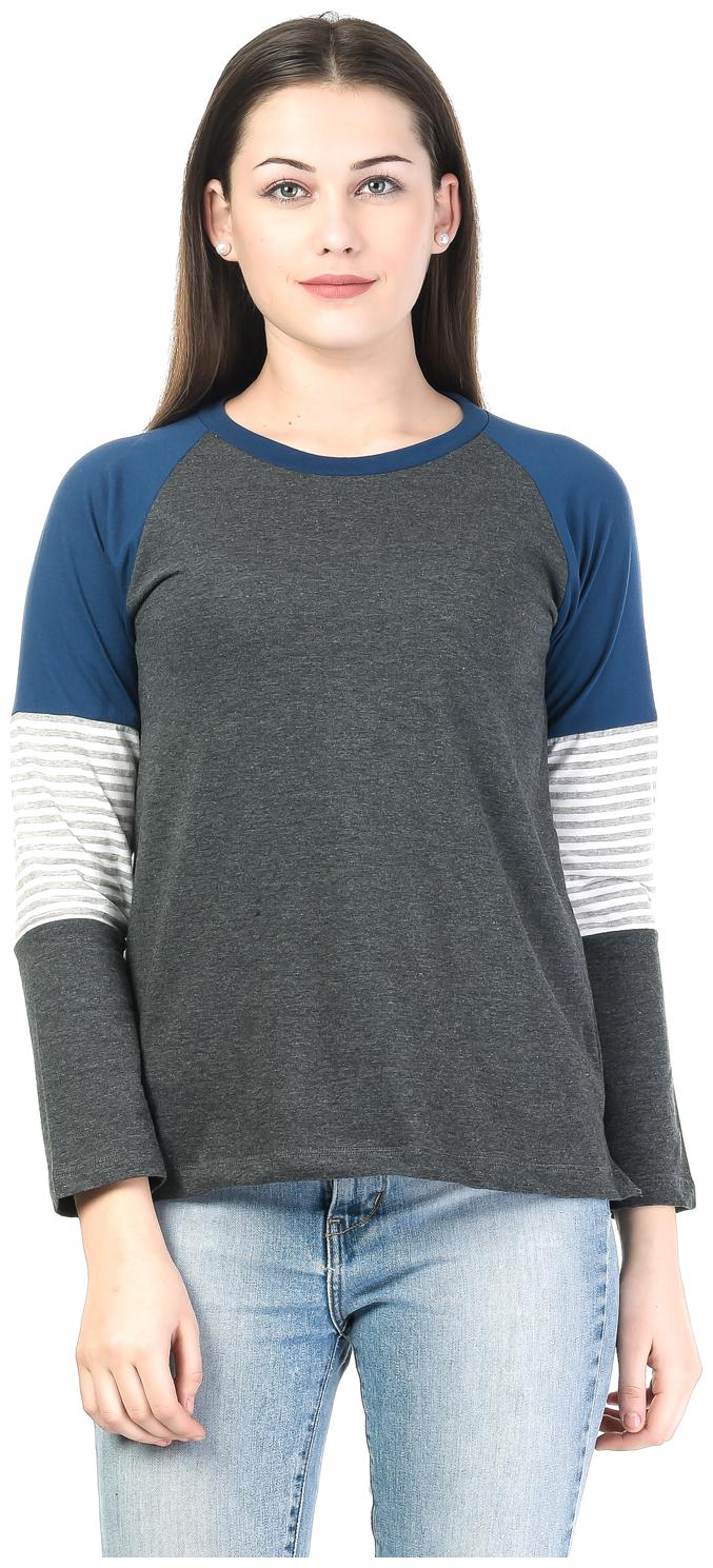 

Kalt Women Grey Regular fit Round neck Cotton Blended T shirt