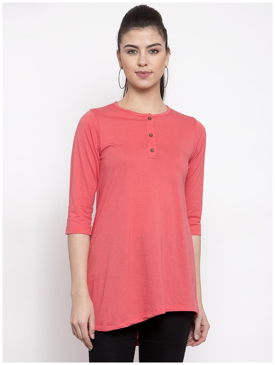 

Kalt Women Solid Regular tunic - Peach