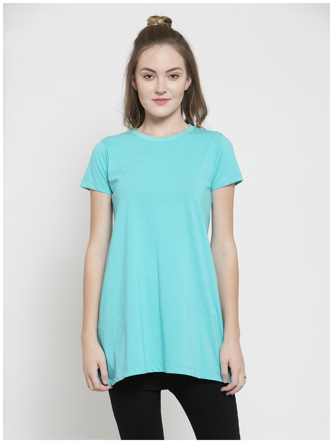 

Kalt Women s Round Neck Half Sleeves Cotton Blend Tunic
