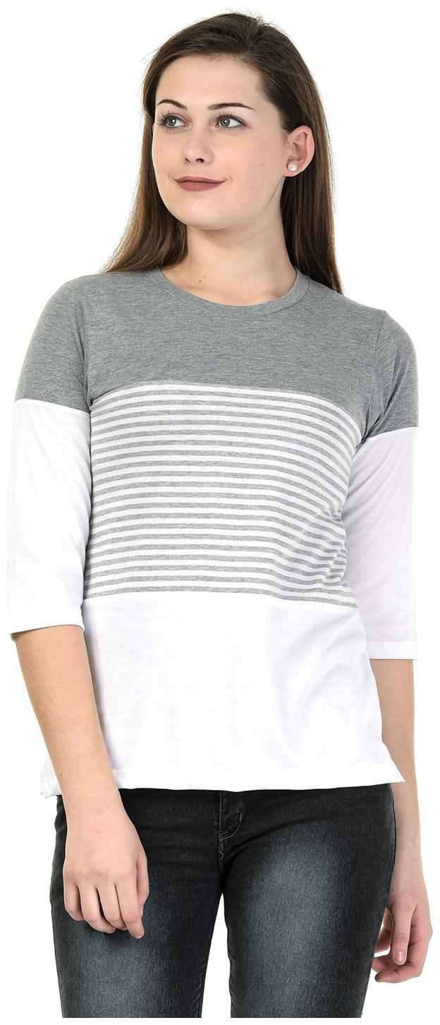 

Kalt Women Grey Regular fit Round neck Cotton Blended T shirt