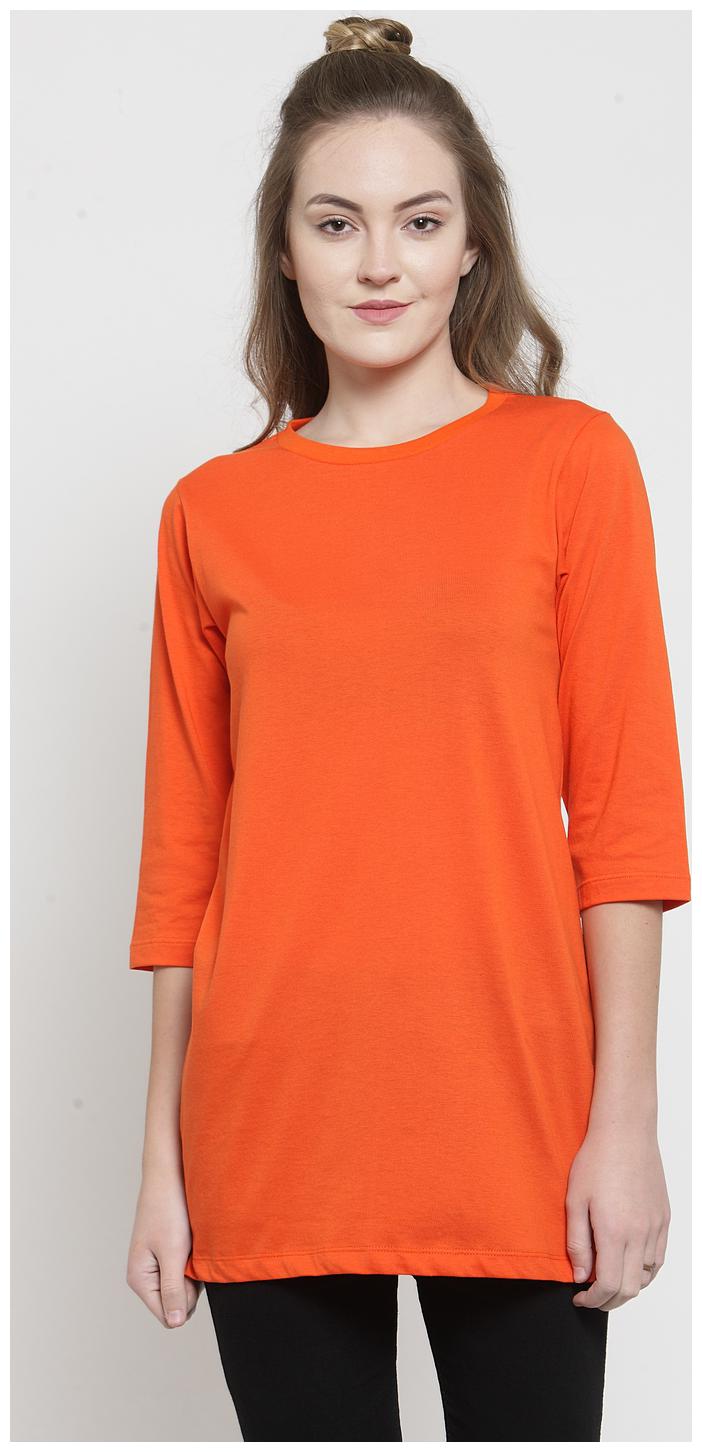 

Kalt Women Solid Regular tunic - Orange