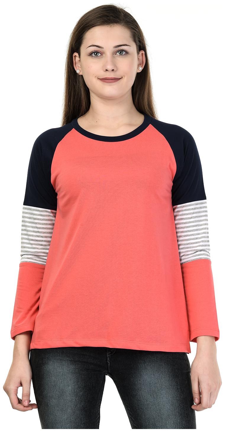 

Kalt Women Pink Regular fit Round neck Cotton Blended T shirt