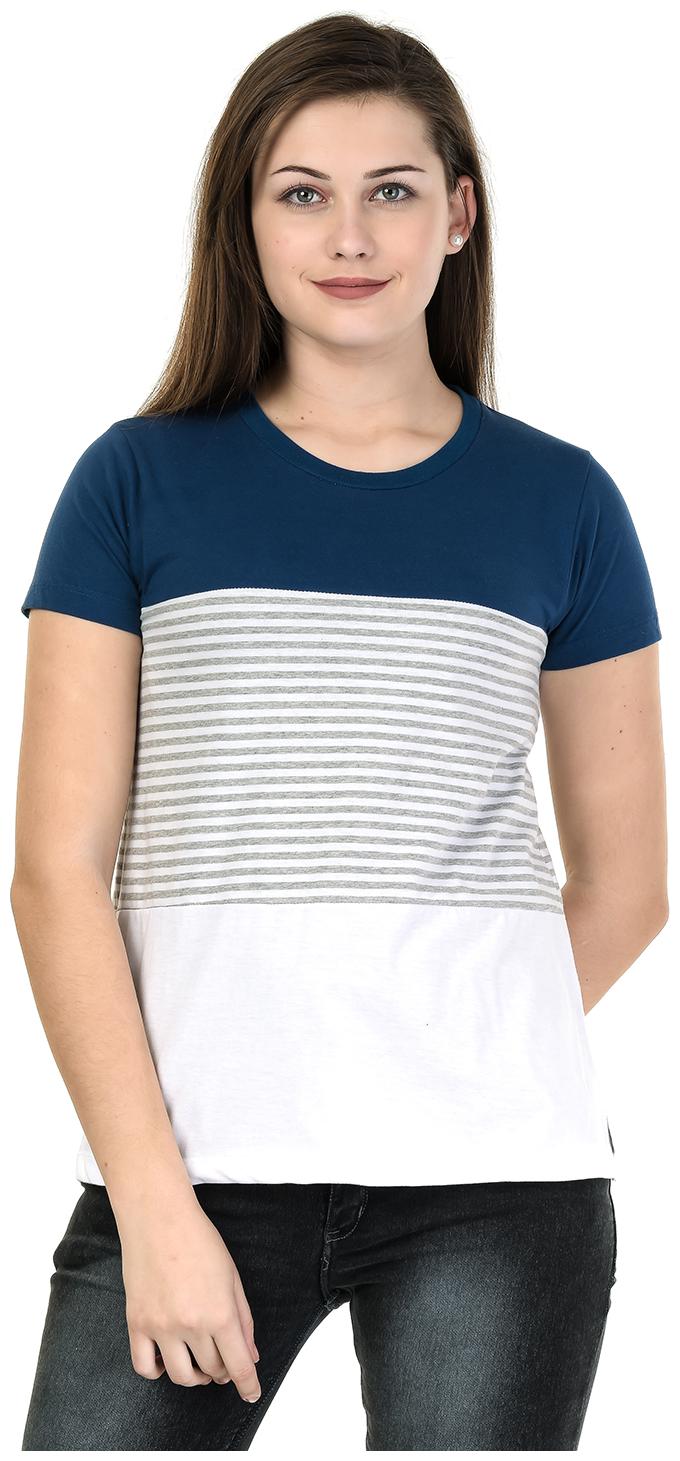 

Kalt Women Blue Regular fit Round neck Cotton Blended T shirt