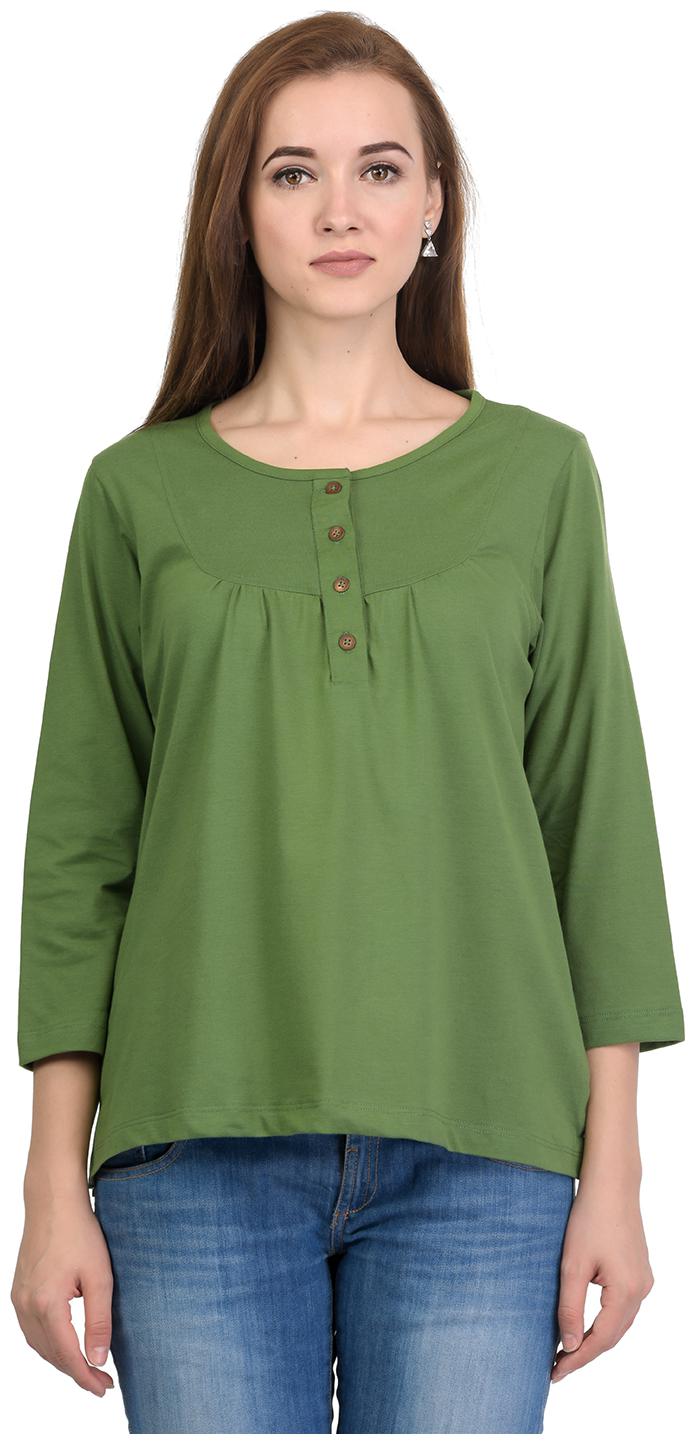

Kalt Women s 3 4th Sleeves Henley Neck Cotton Blend Top T-shirt