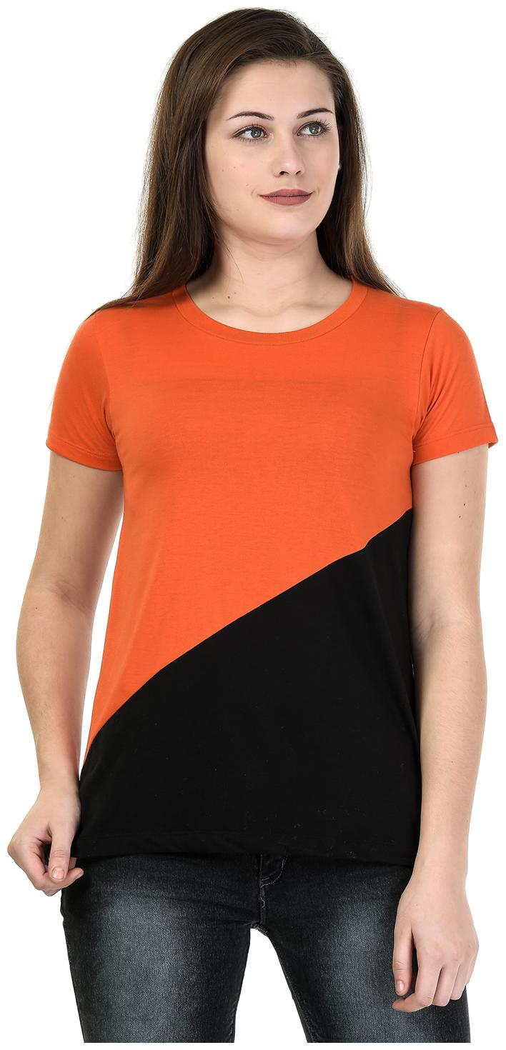 

Kalt Women Black Regular fit Round neck Cotton Blended T shirt