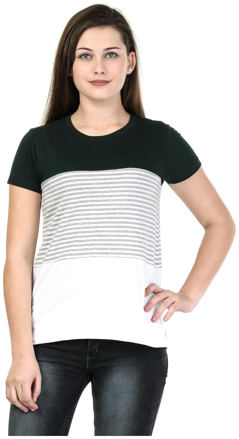 

Kalt Women Green Regular fit Round neck Cotton Blended T shirt
