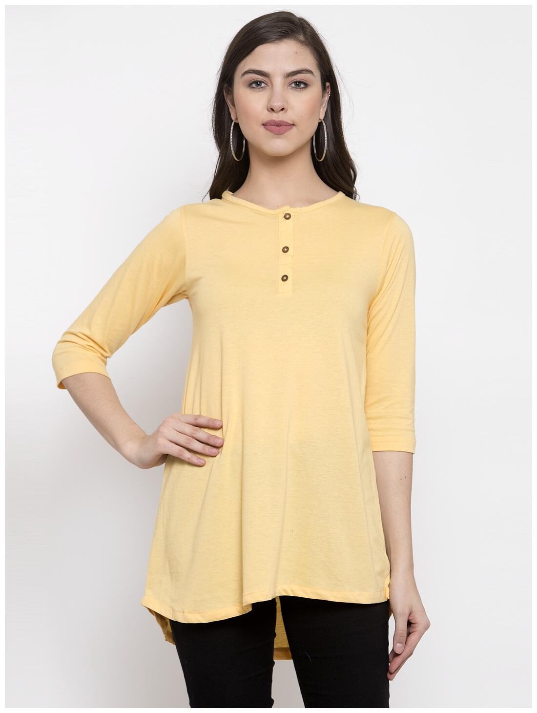 

Kalt Women Solid Regular tunic - Yellow