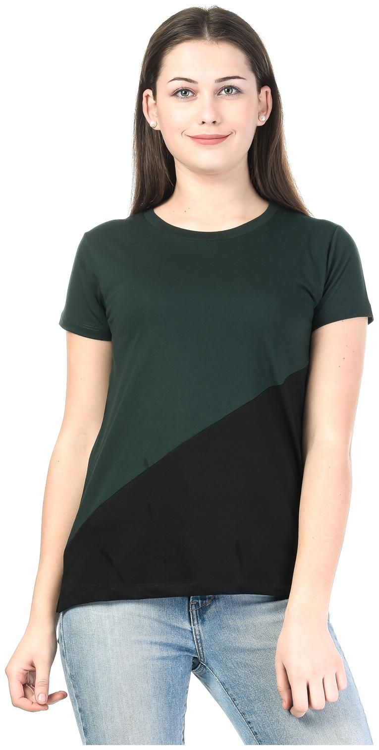 

Kalt Women Black Regular fit Round neck Cotton Blended T shirt