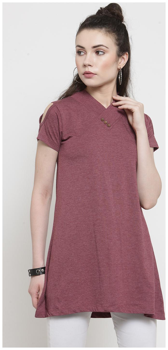 

Kalt Women Solid Regular tunic - Maroon