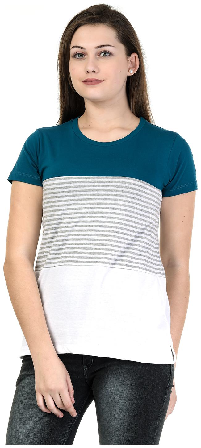 

Kalt Women Blue Regular fit Round neck Cotton Blended T shirt
