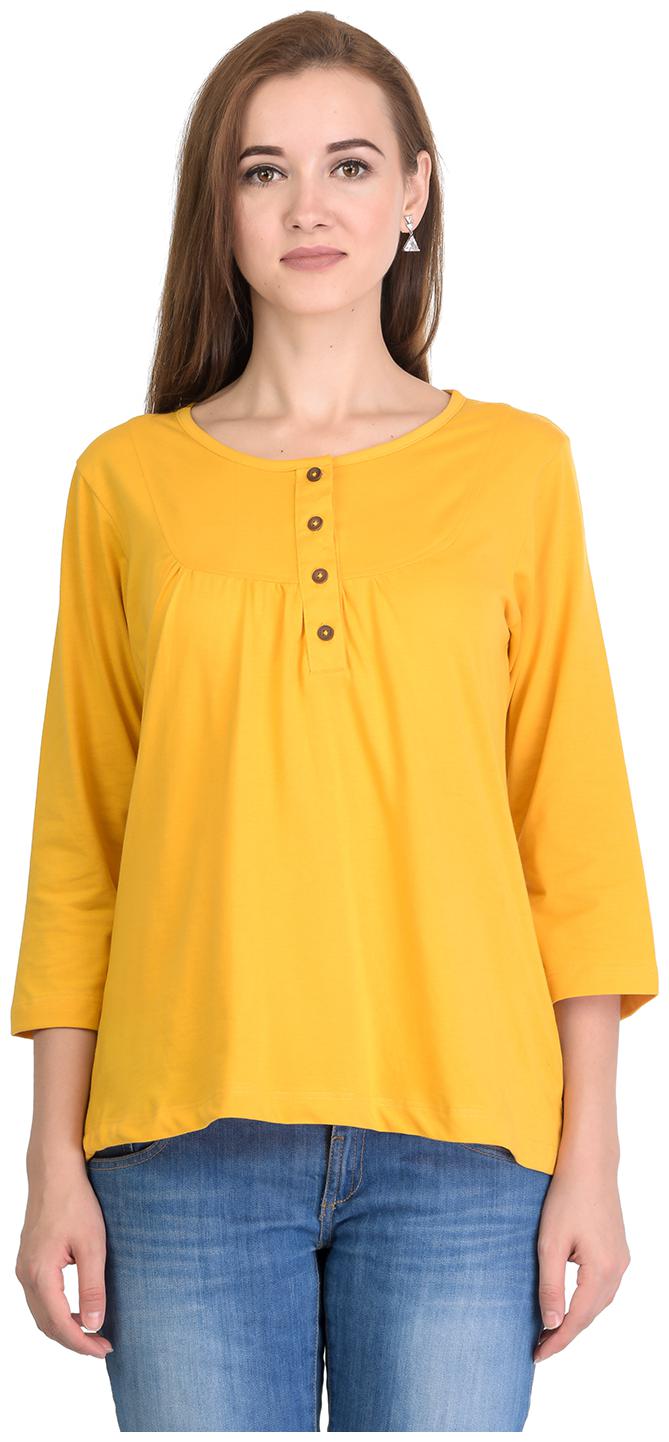 

Kalt Women s 3 4th Sleeves Henley Neck Cotton Blend Top T-shirt