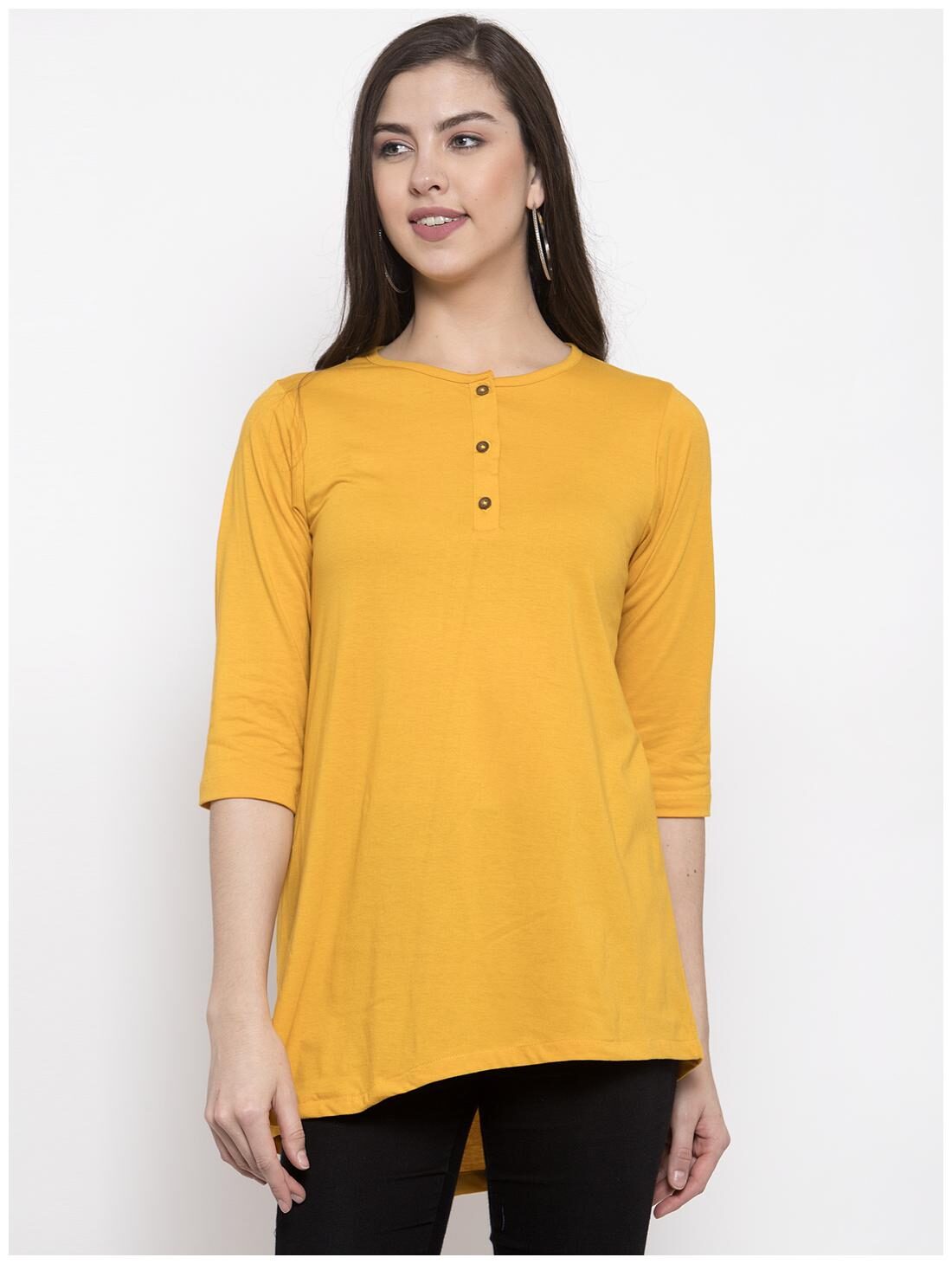 

Kalt Women Solid Regular tunic - Yellow