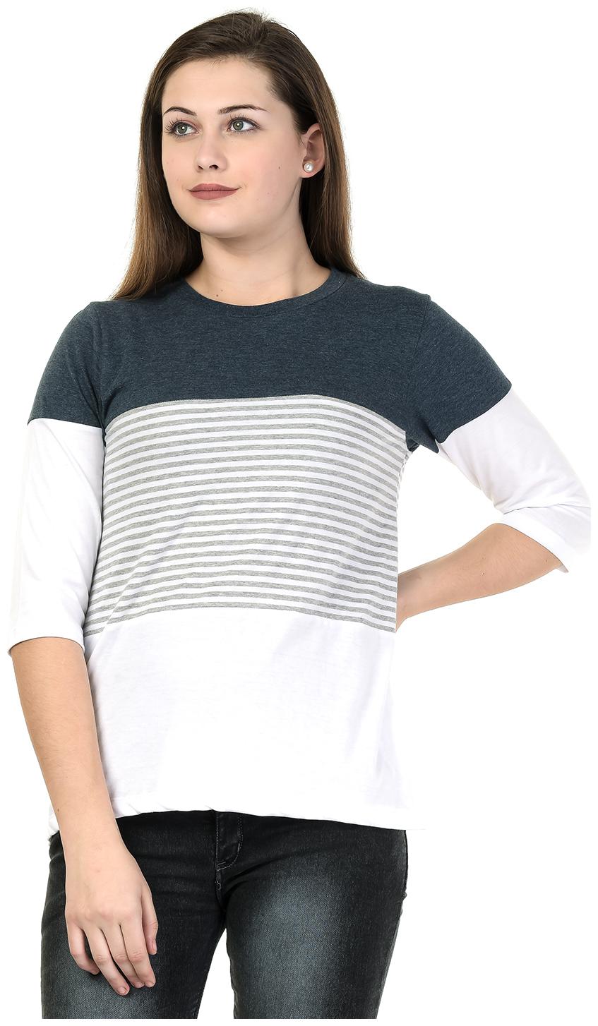 

Kalt Women Blue Regular fit Round neck Cotton Blended T shirt