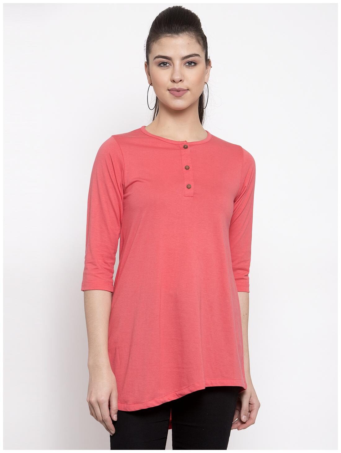 

Kalt Women Solid Regular tunic - Peach