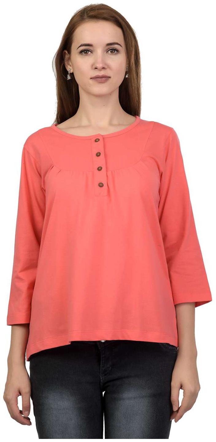 

Kalt Women s 3 4th Sleeves Henley Neck Cotton Blend Top T-shirt