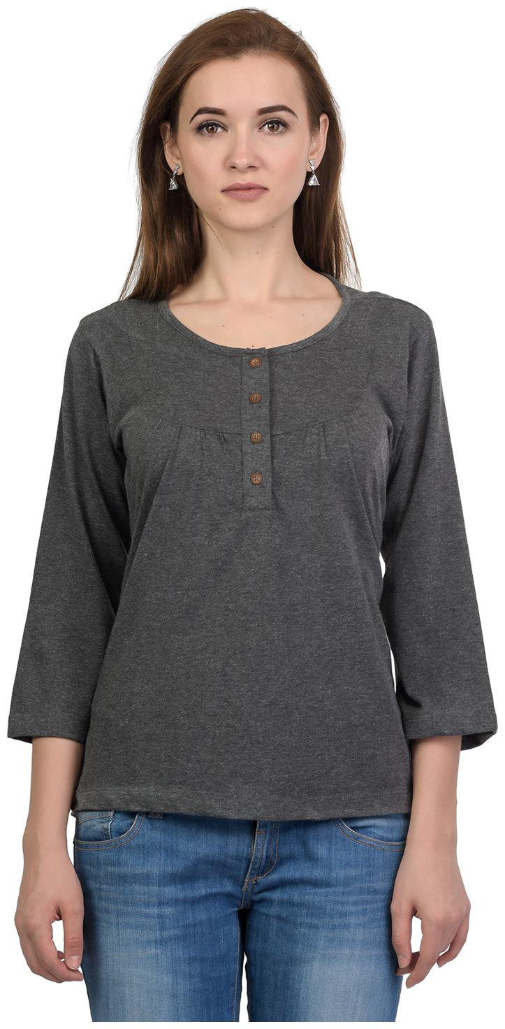 

Kalt Women s 3 4th Sleeves Henley Neck Cotton Blend Top T-shirt