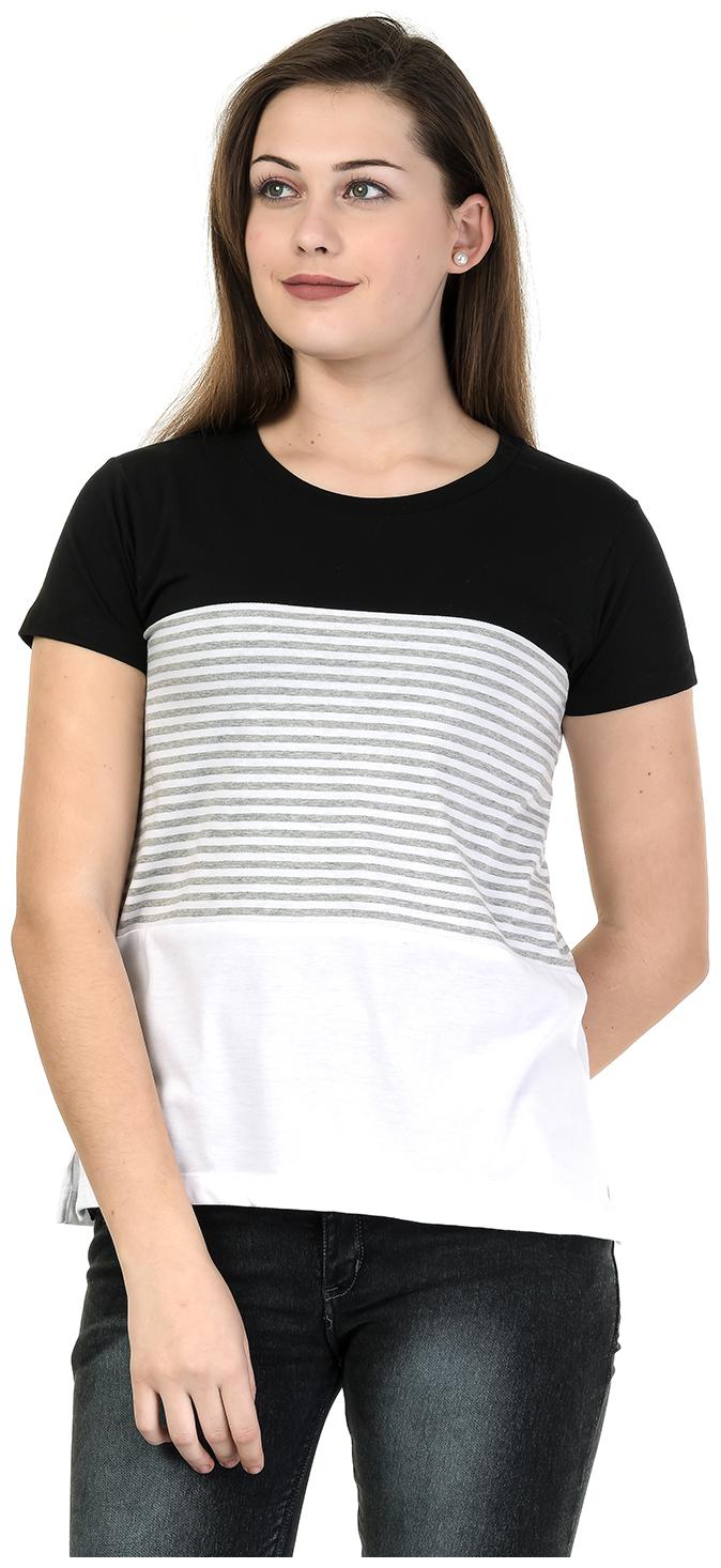 

Kalt Women Black Regular fit Round neck Cotton Blended T shirt