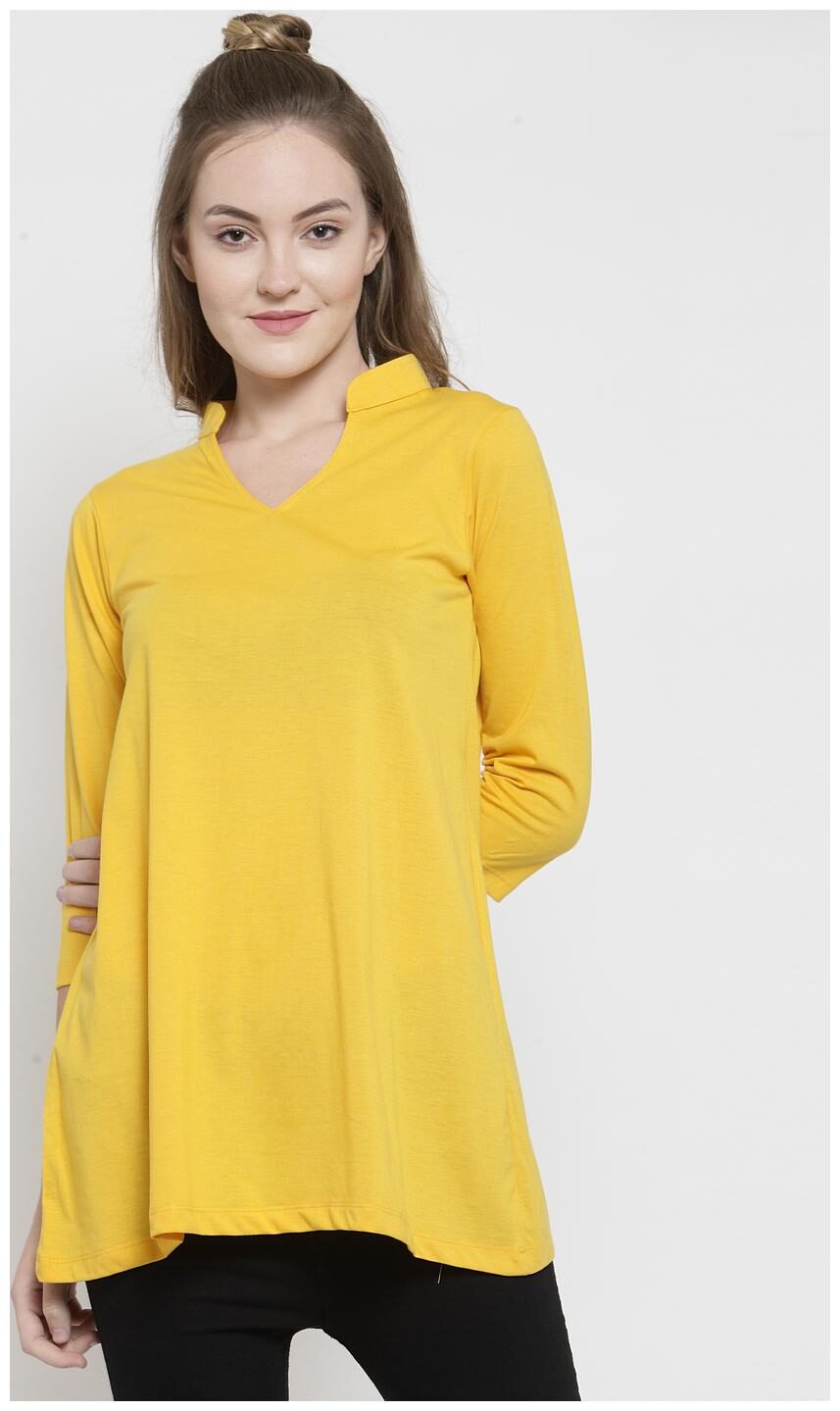 

Kalt Women Solid Regular tunic - Yellow
