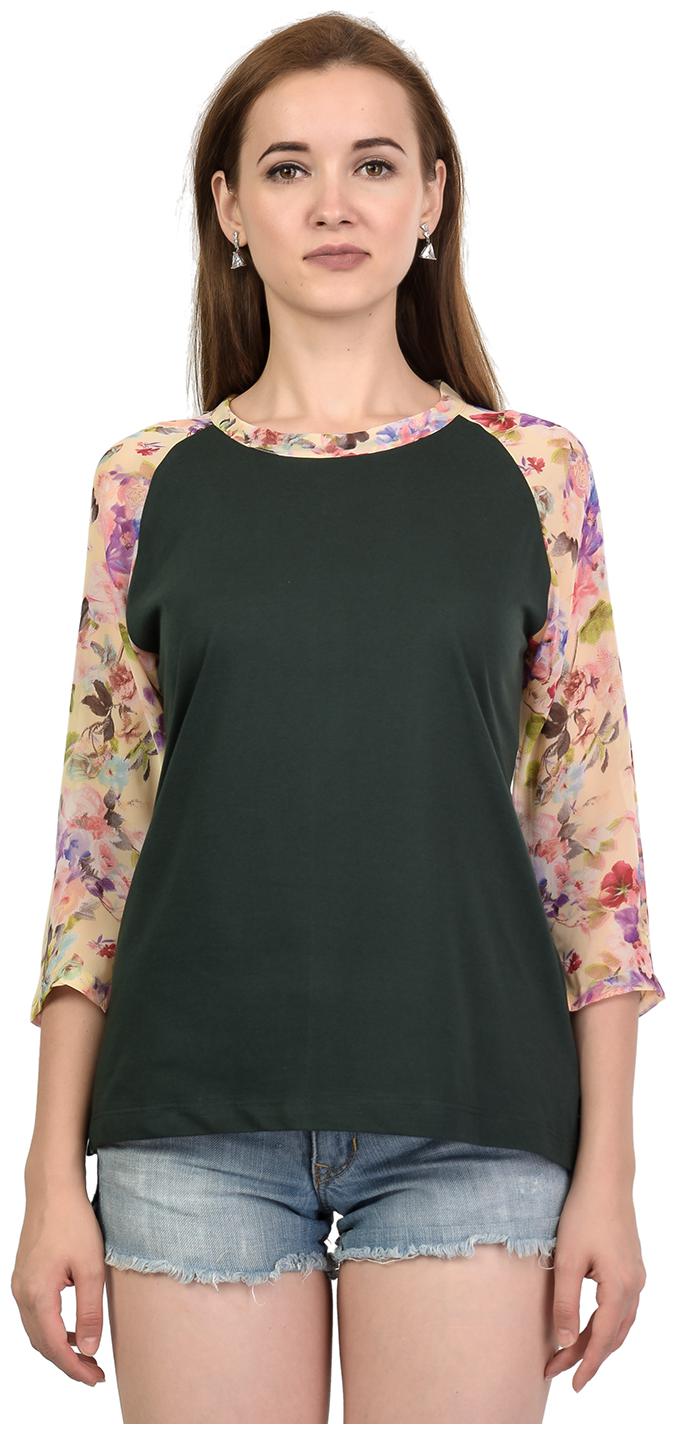 

Kalt Women s Round Neck 3 4th Sleeves Cotton Blend Top