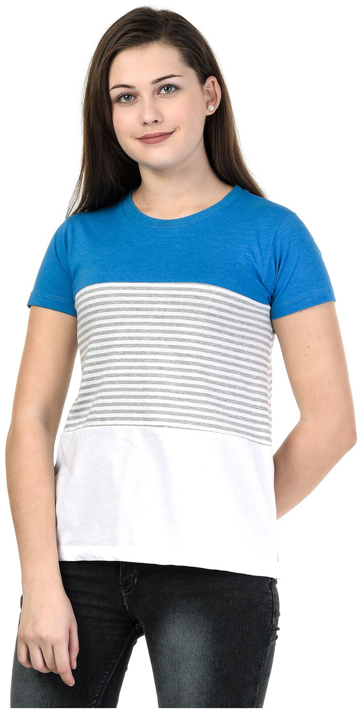 

Kalt Women Blue Regular fit Round neck Cotton Blended T shirt
