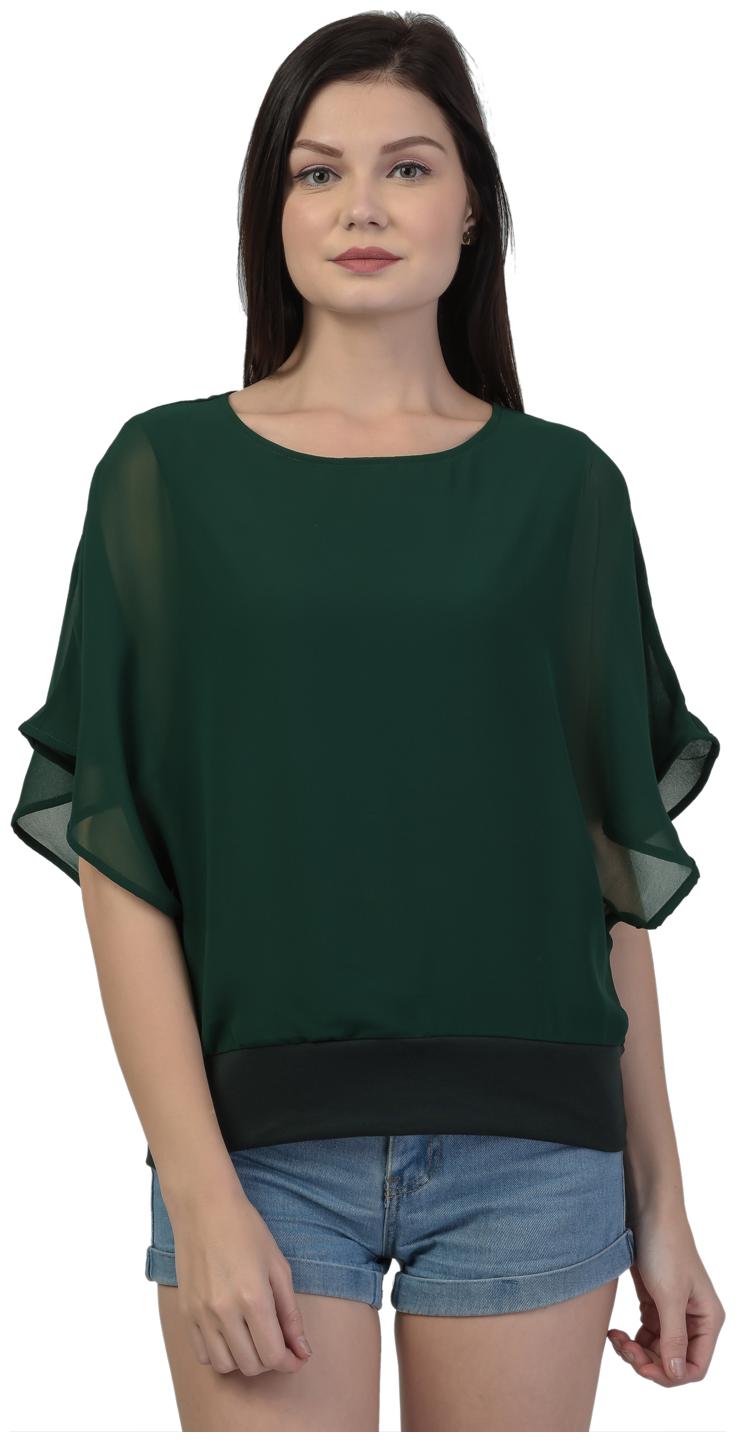 

Kalt Women Solid Cape top - Green