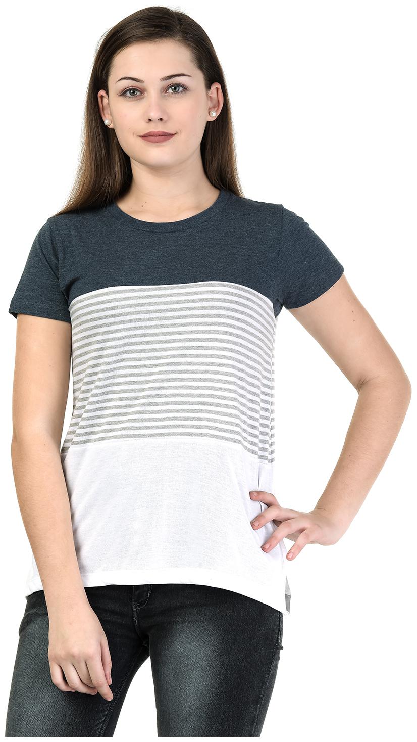 

Kalt Women Blue Regular fit Round neck Cotton Blended T shirt