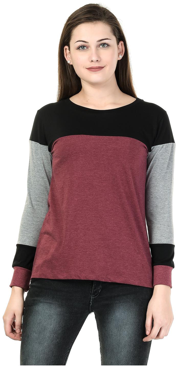 

Kalt Women Solid Regular top - Maroon Black