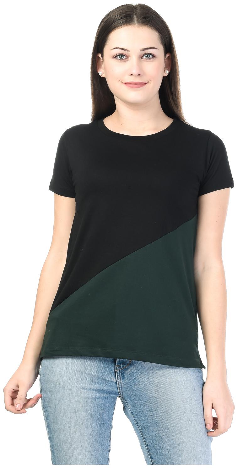 

Kalt Women Green Regular fit Round neck Cotton Blended T shirt