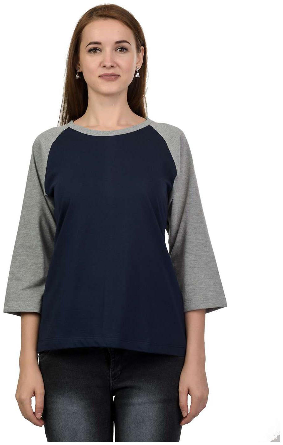 

Kalt Women s Dual Colour 3 4th Sleeves Round Neck Cotton Blend Top T-Shirt