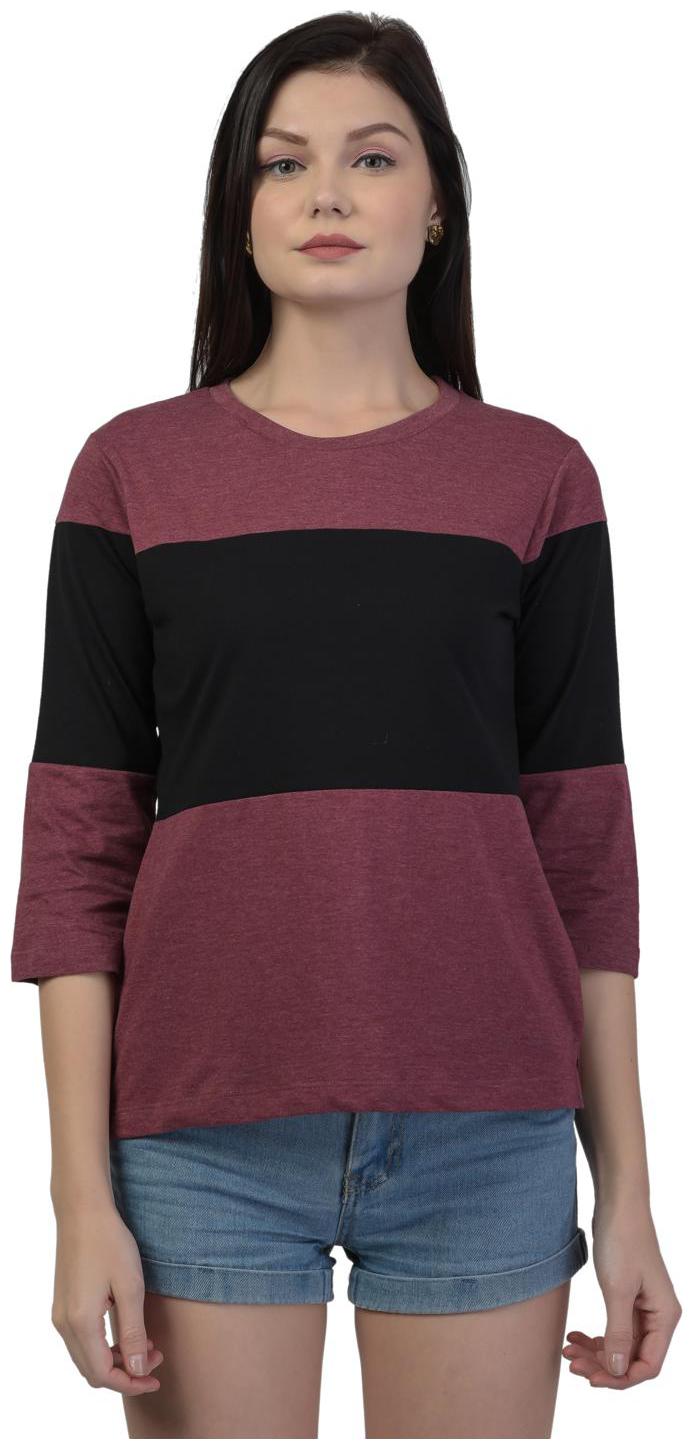 

Kalt Women Striped Regular top - Maroon Black