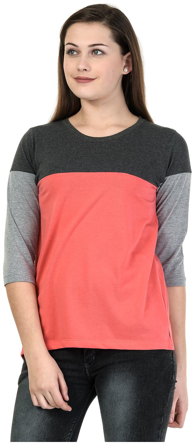 

Kalt Women Pink Regular fit Round neck Cotton Blended T shirt