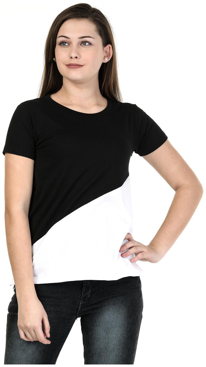 

Kalt Women White Regular fit Round neck Cotton Blended T shirt