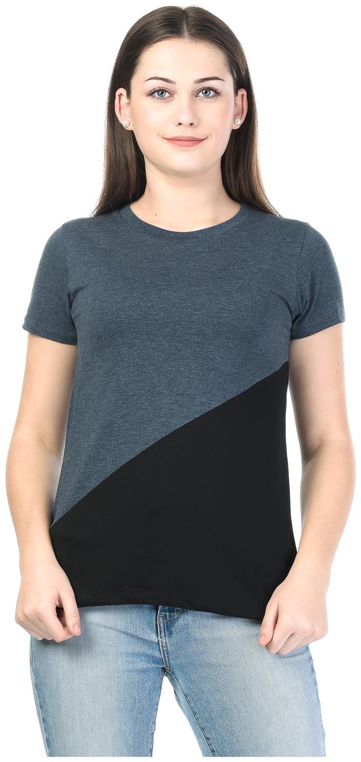 

Kalt Women Black Regular fit Round neck Cotton Blended T shirt