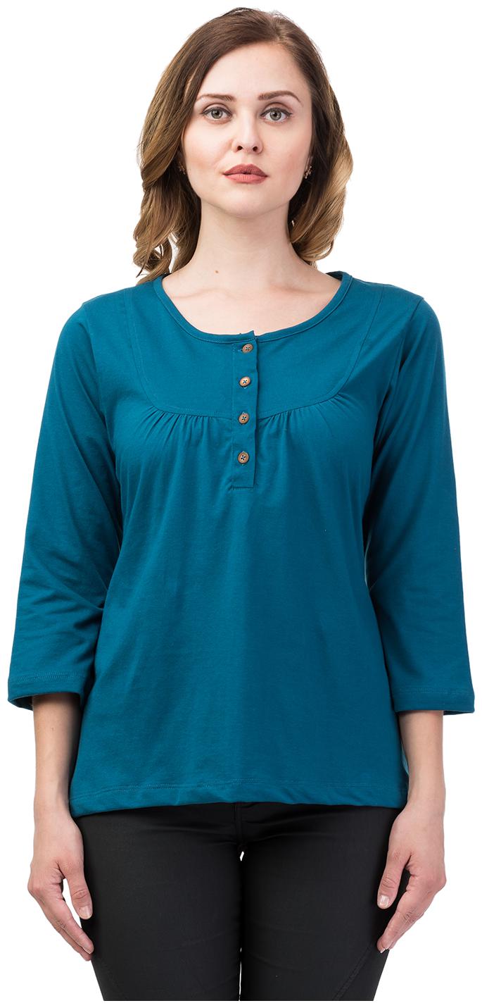 

Kalt Women s 3 4th Sleeves Henley Neck Cotton Blend Top T-Shirt