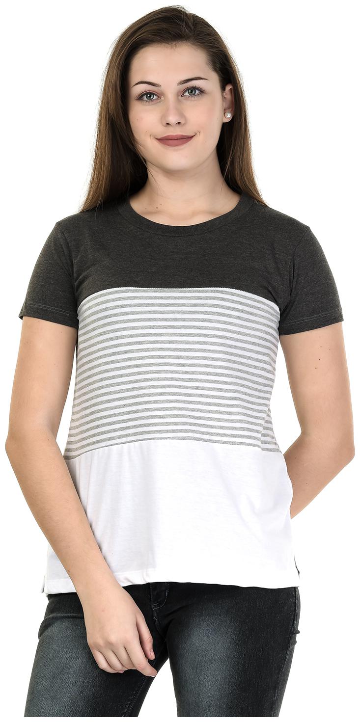 

Kalt Women Grey Regular fit Round neck Cotton Blended T shirt