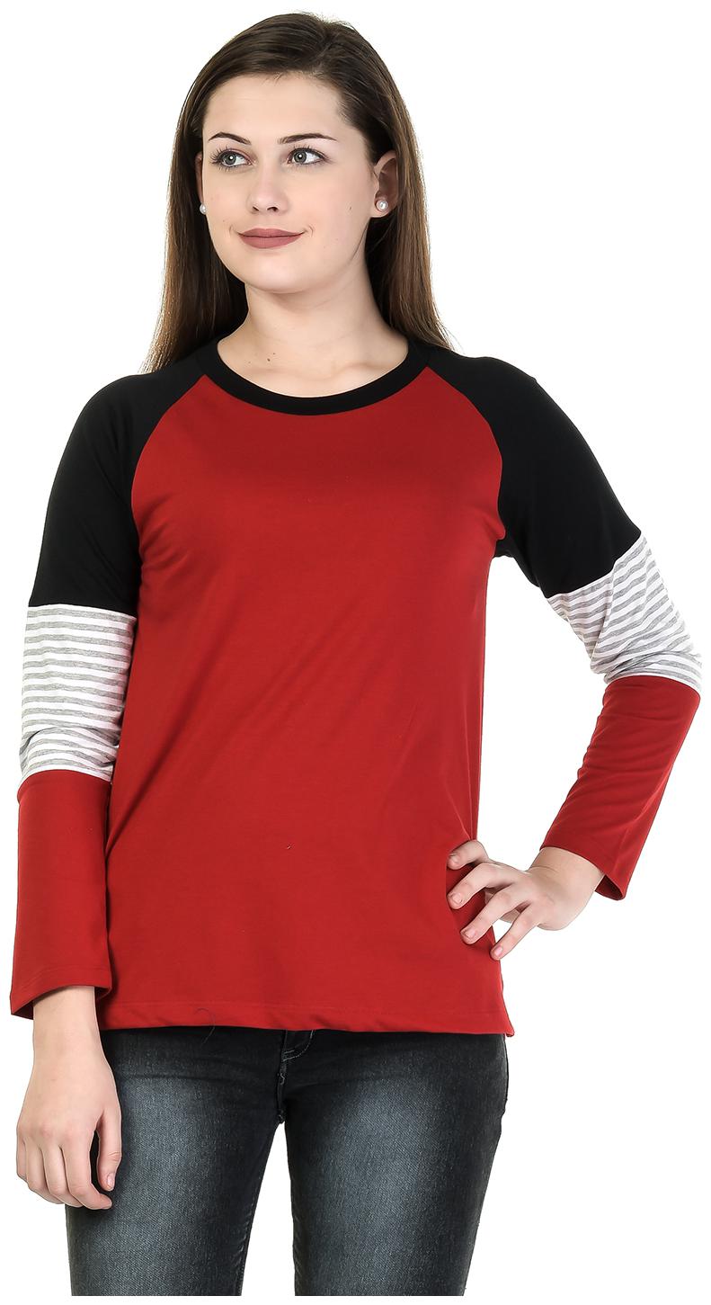

Kalt Women Black Regular fit Round neck Cotton Blended T shirt