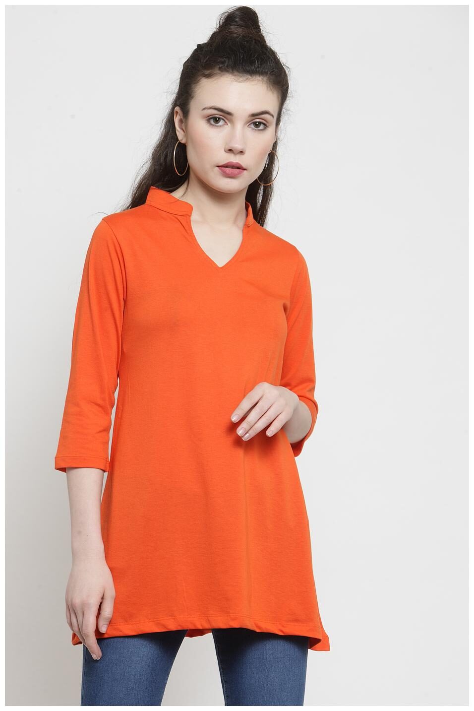 

Kalt Women Solid Regular tunic - Orange