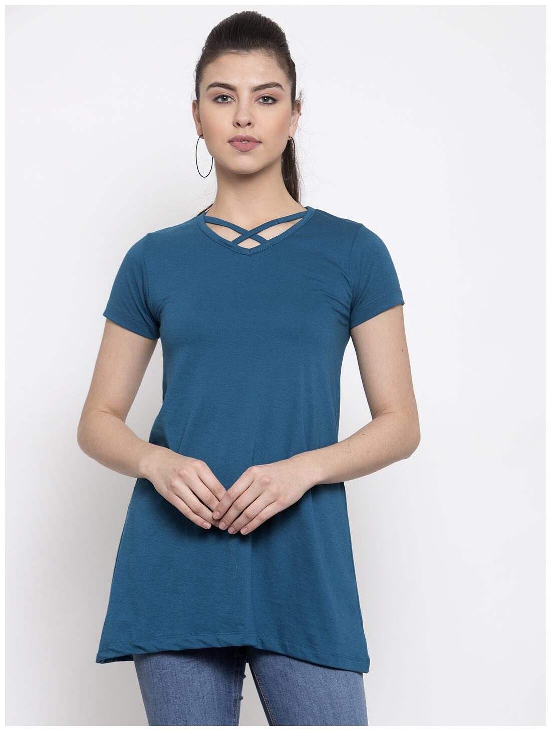 

Kalt Women Solid Regular tunic - Blue