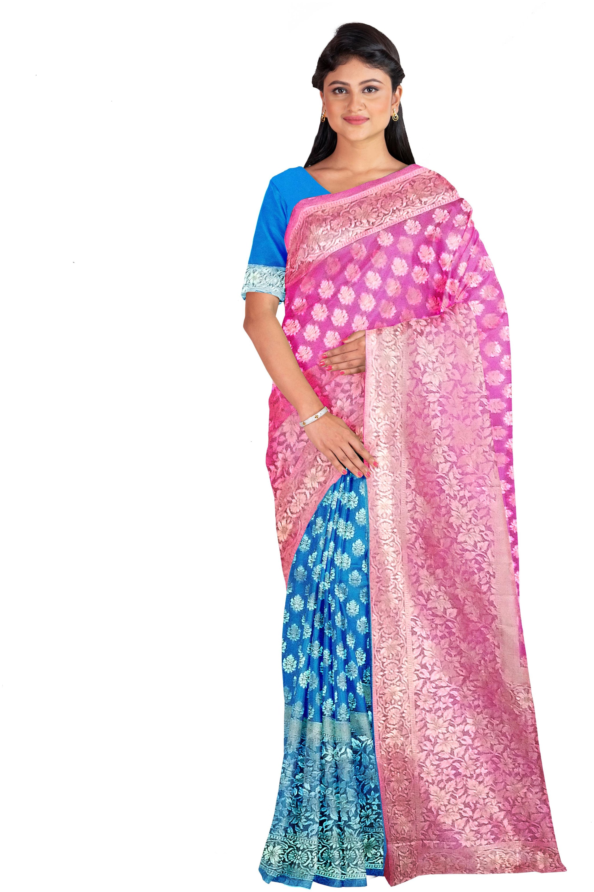 

Kanieshka Artificial Silk Pink Woven Saree For Women