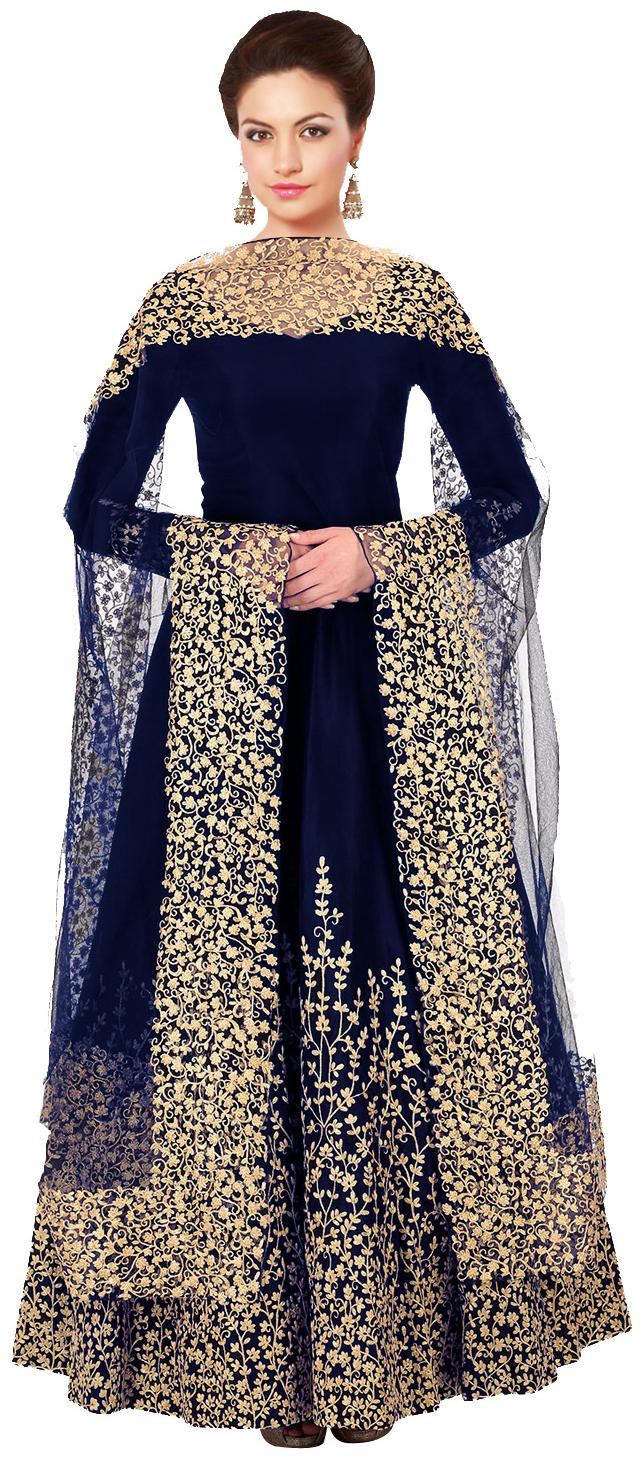 

KAPANKU Blended Embroidered Blue Anarkali Kurta Bottom With Dupatta