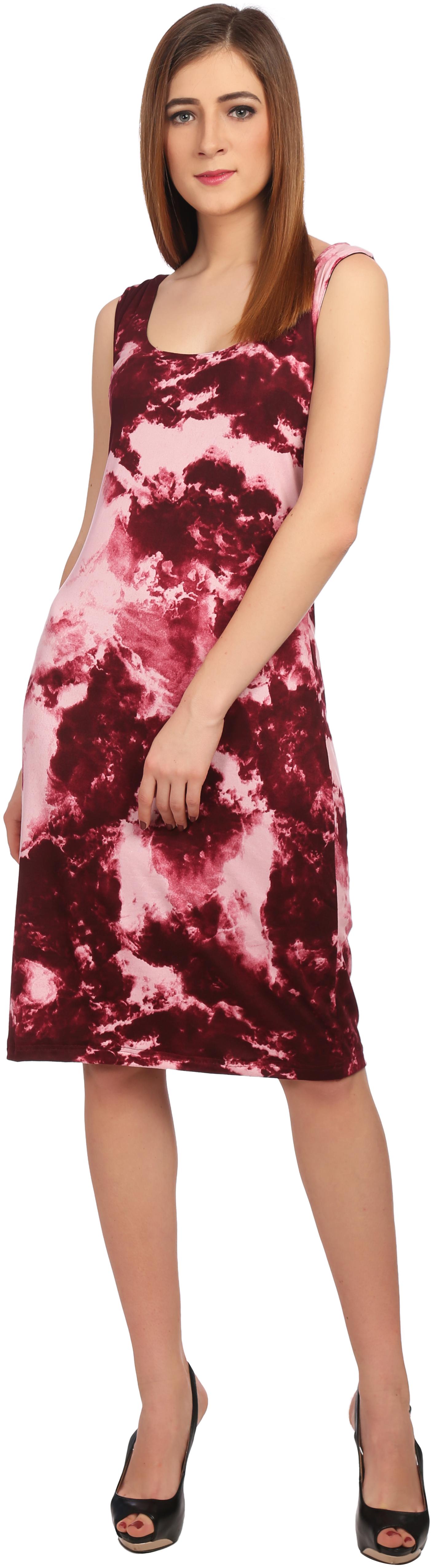 

Kapoor Brother s Maroon Pink Printed A-line dress