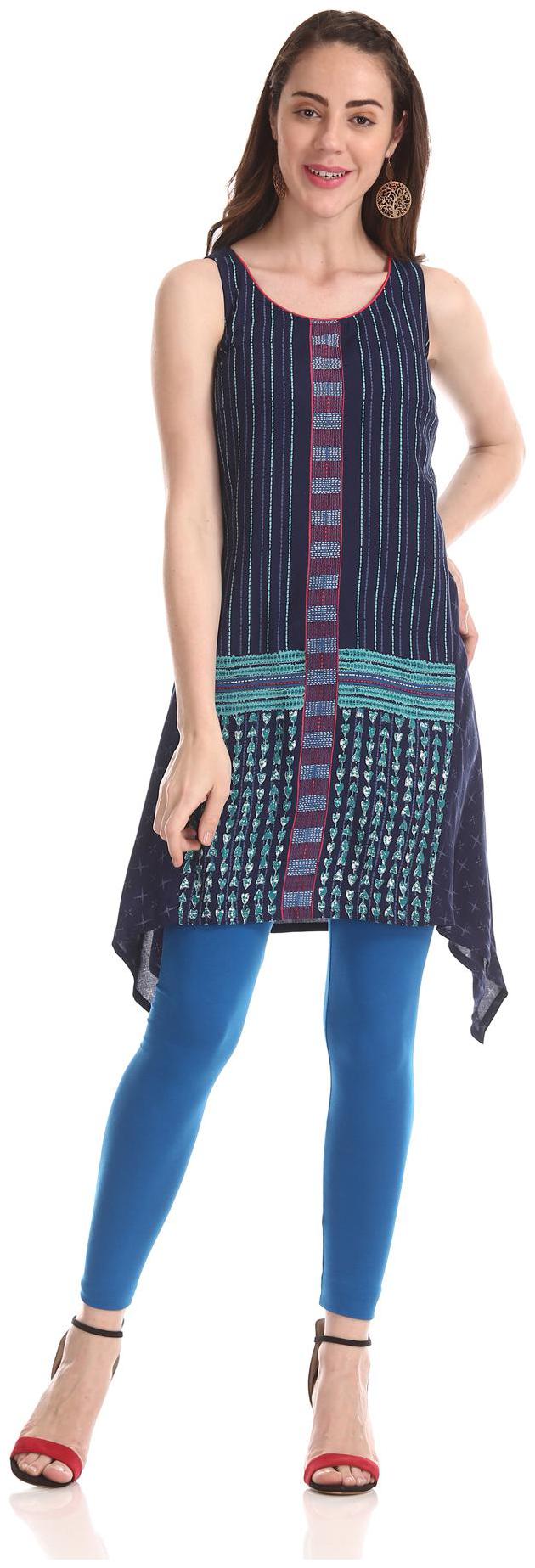 

Karigari Rayon Printed Blue Kurta
