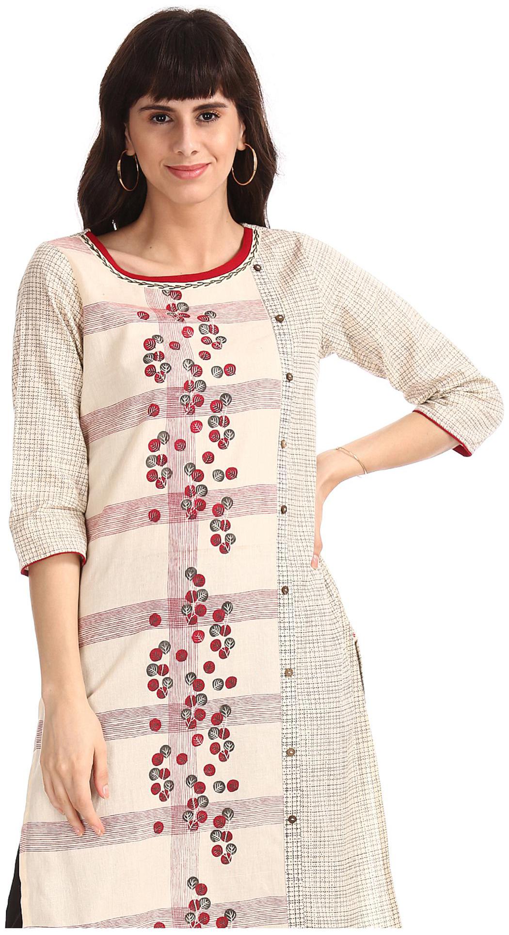 

Karigari Women Beige Printed Straight Kurta