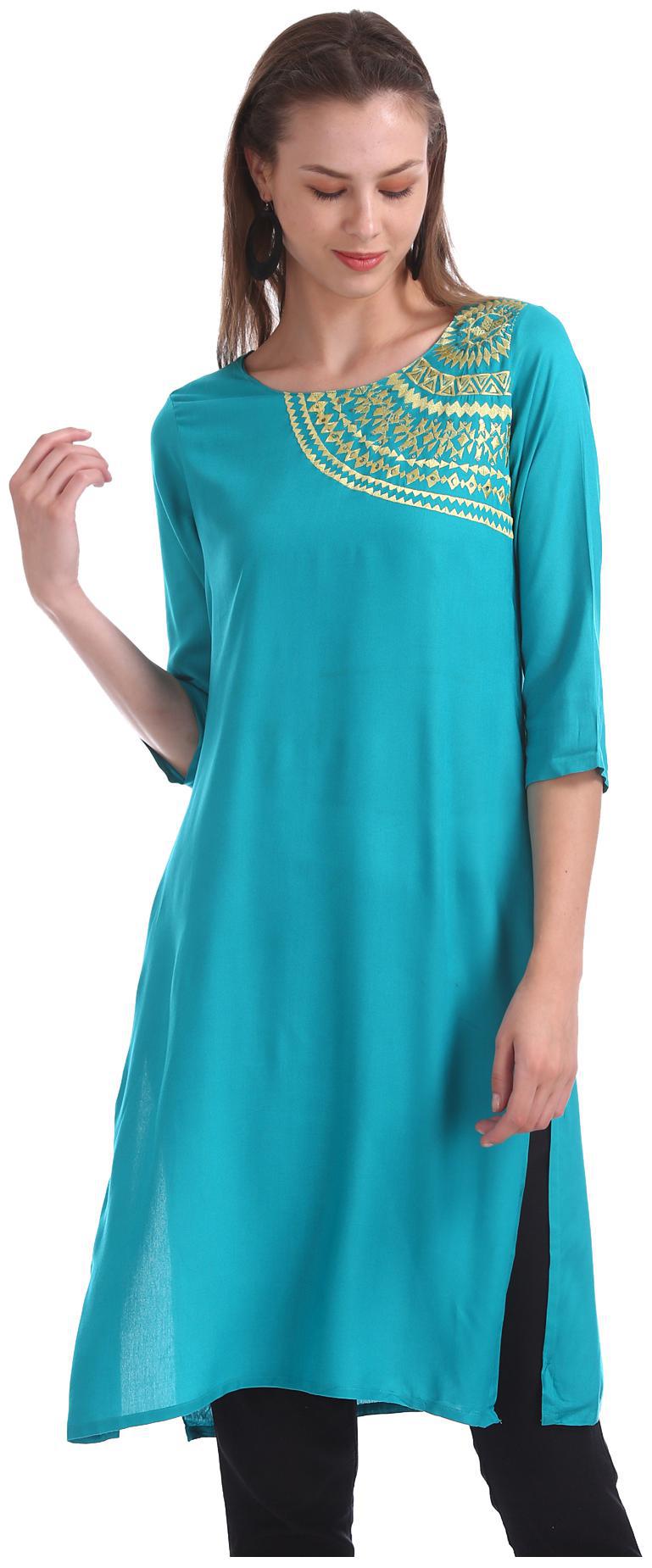 

Karigari Women Green Printed Assymetrical Kurta
