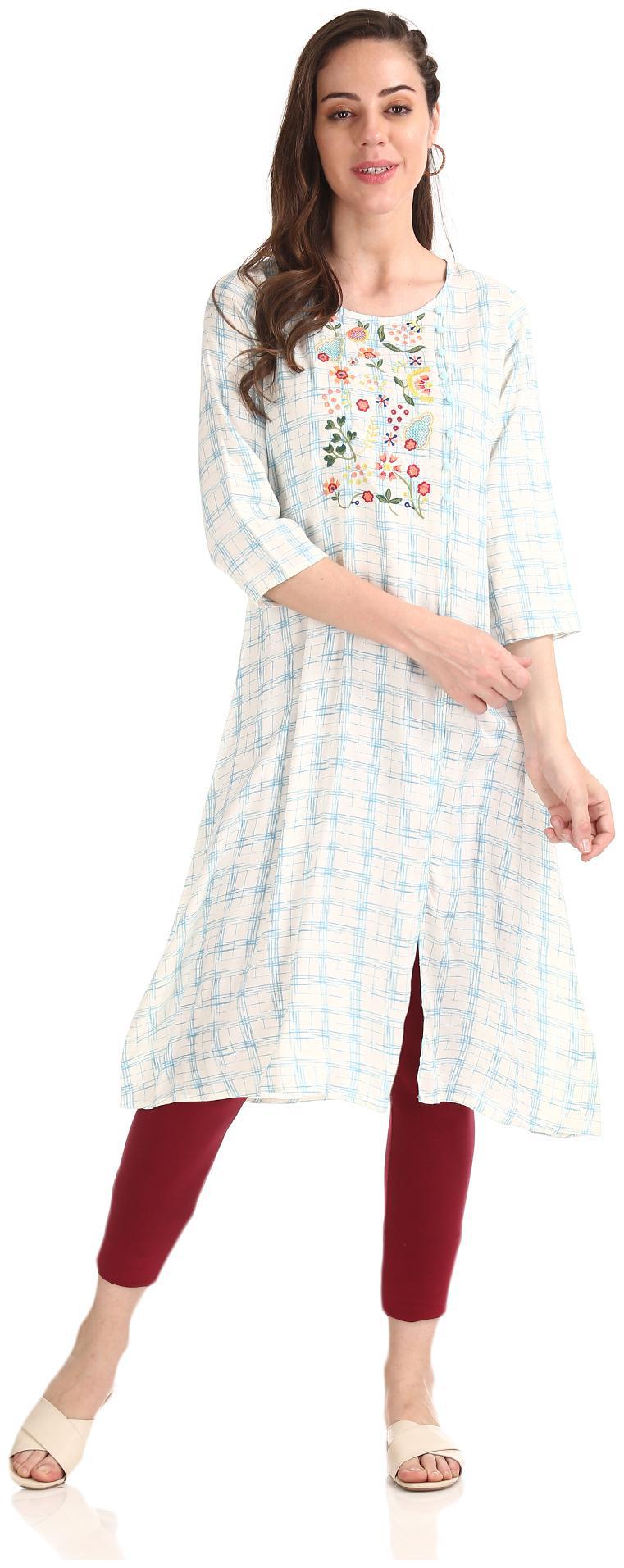 

Karigari Women White Printed Assymetrical Kurta