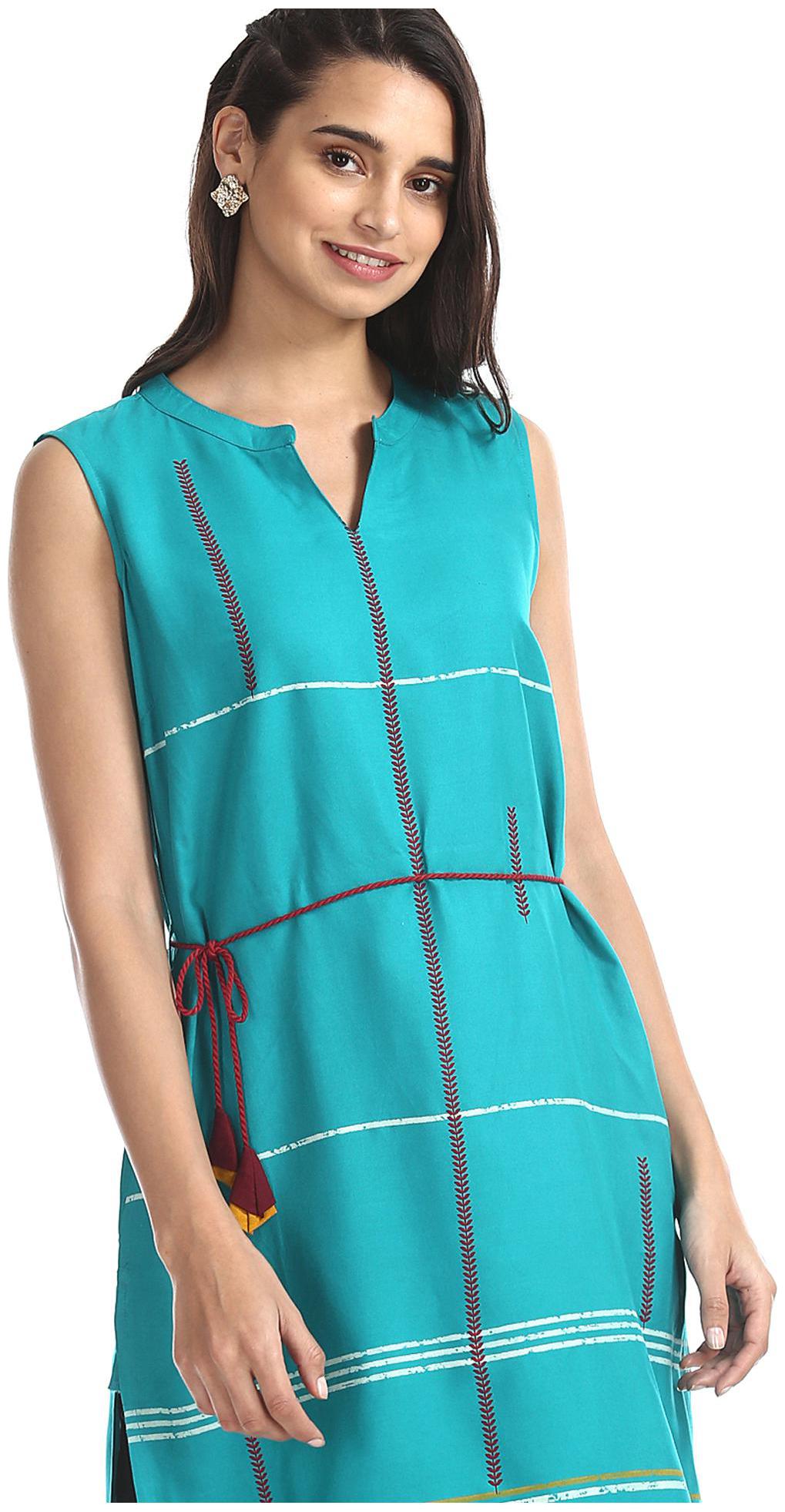 

Karigari Women Green Printed Straight Kurta